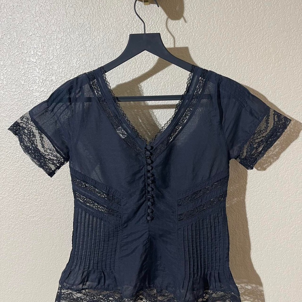 Silk + cotton ruffle Edward top - Picture 2 of 5